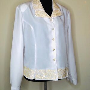Perlita White Choir Performance Blouse – Western / Formal Concert Top | Size XL